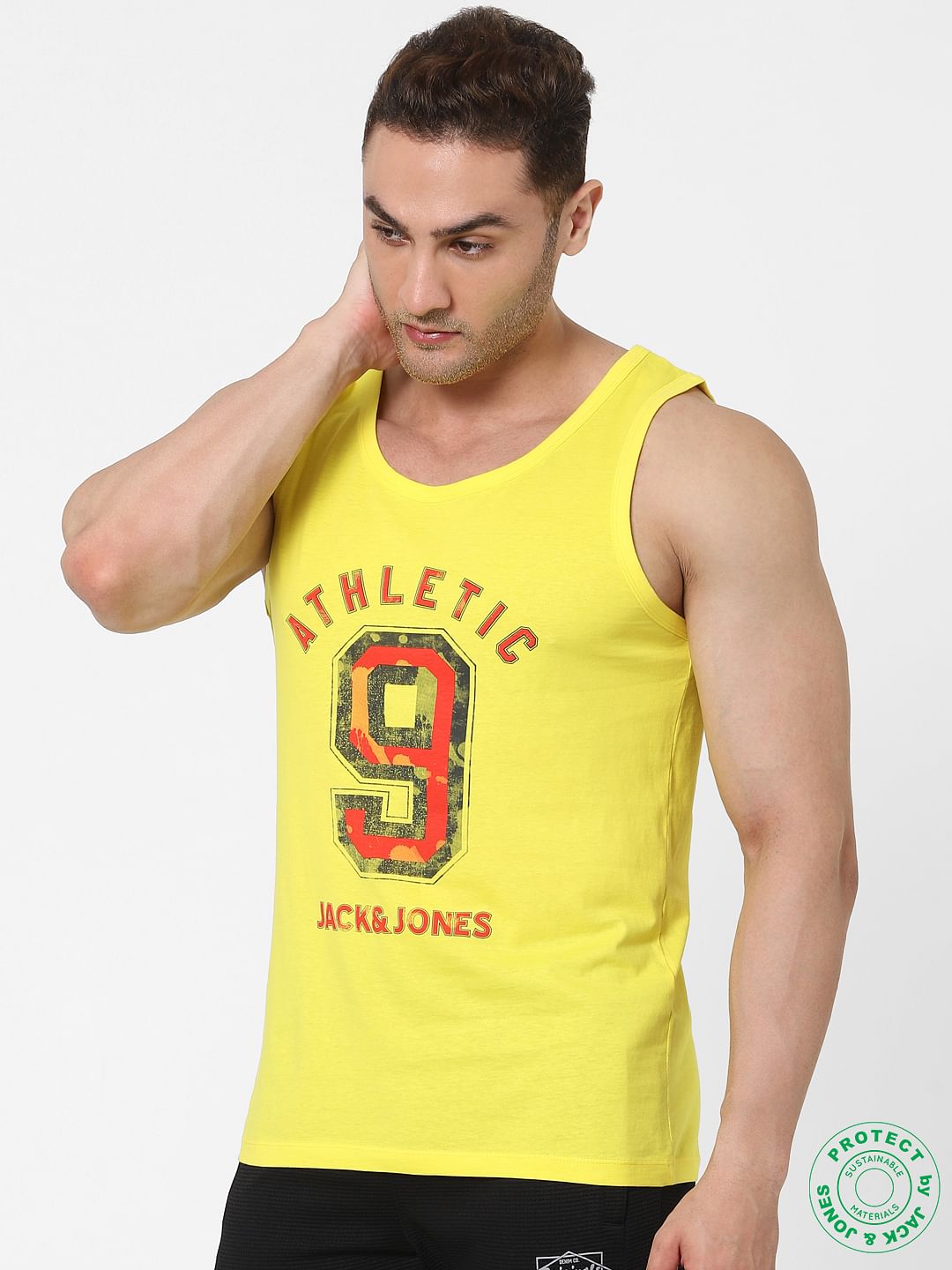 Yellow Logo Print Vest