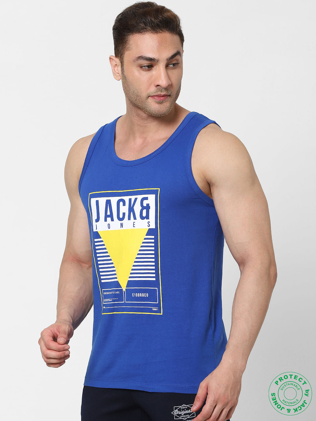 Blue Logo Print Vest