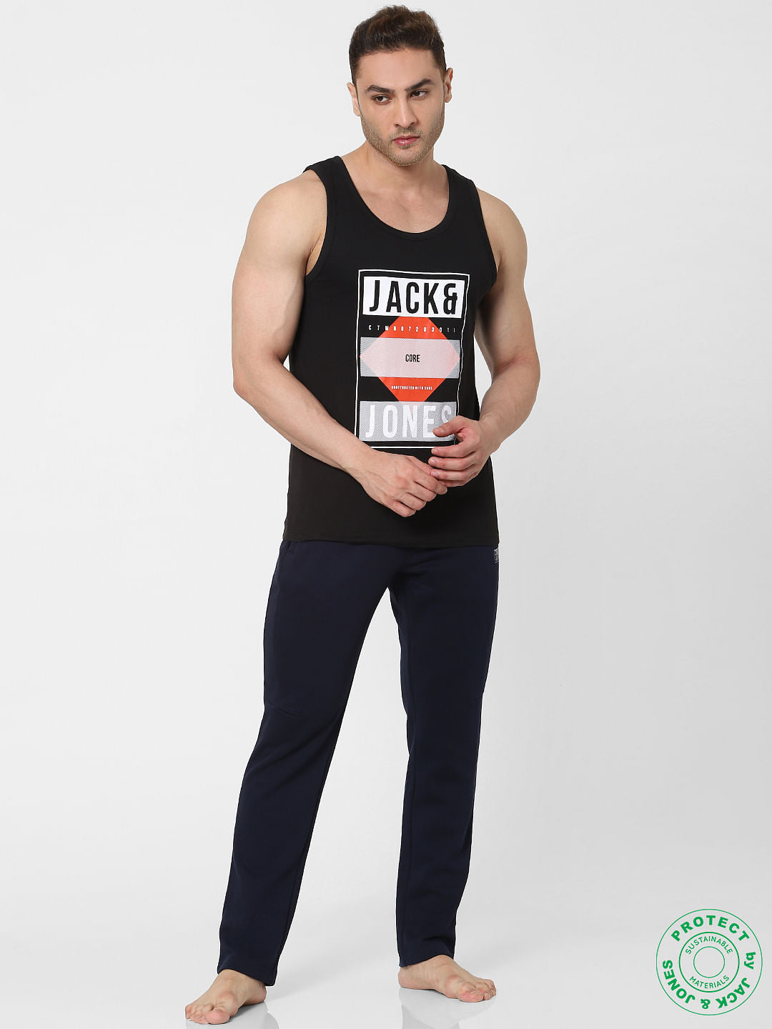 Black Logo Print Vest - S