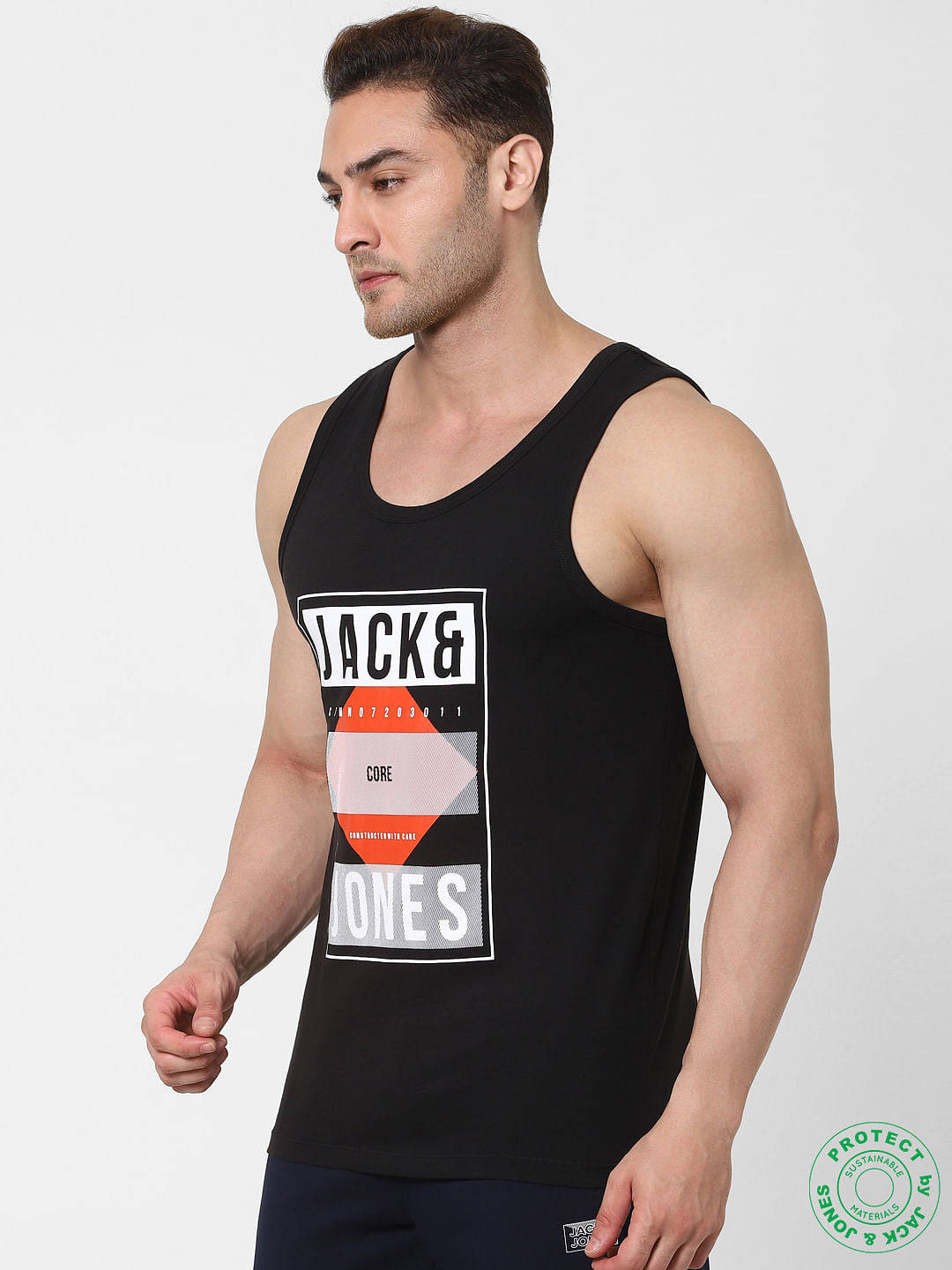 Black Logo Print Vest