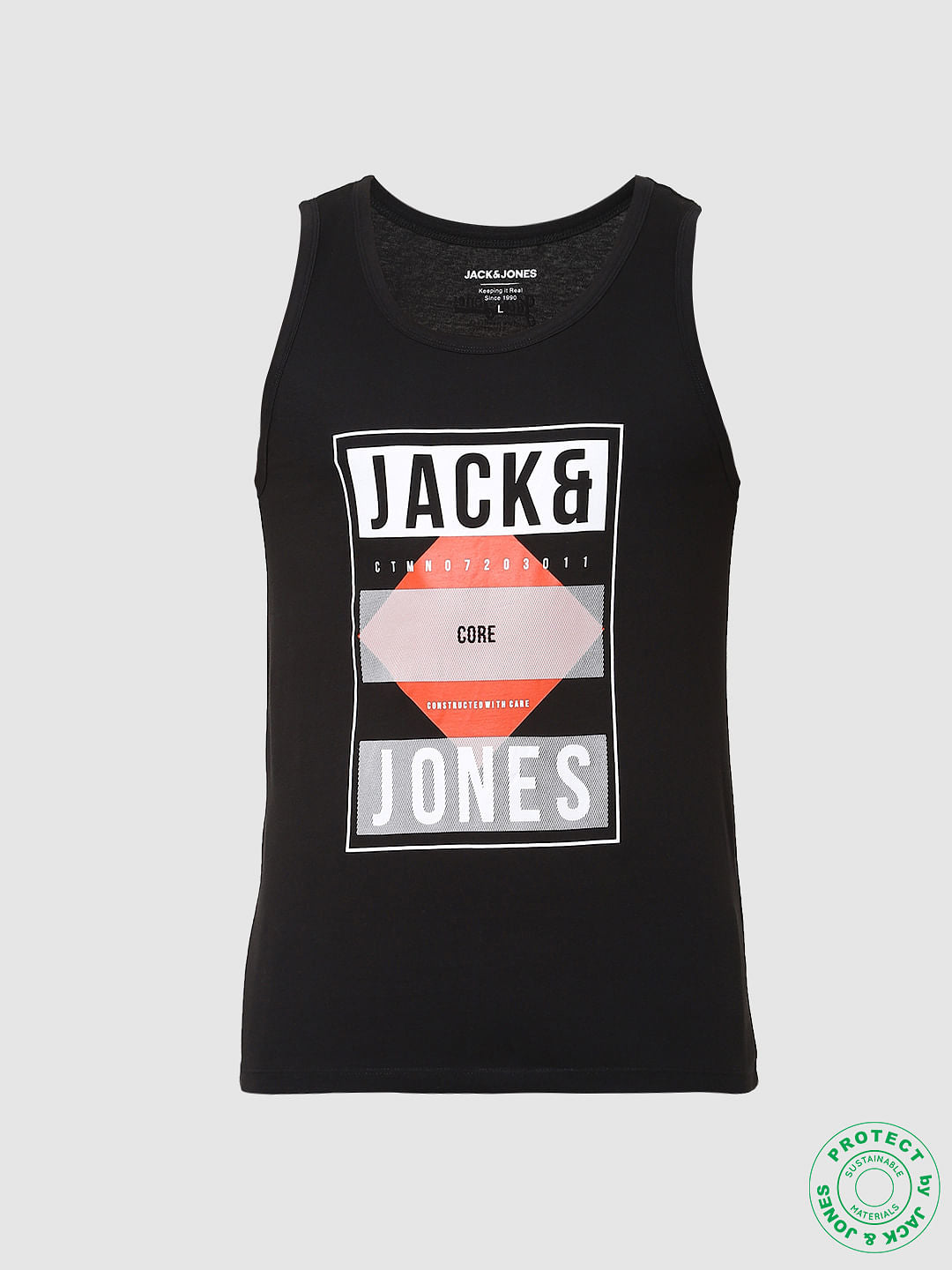 Black Logo Print Vest