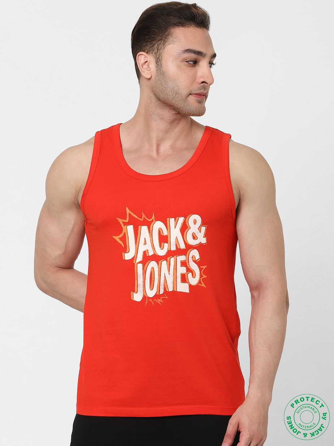 Red Logo Print Vest