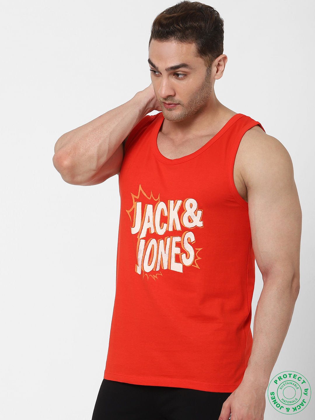 Red Logo Print Vest