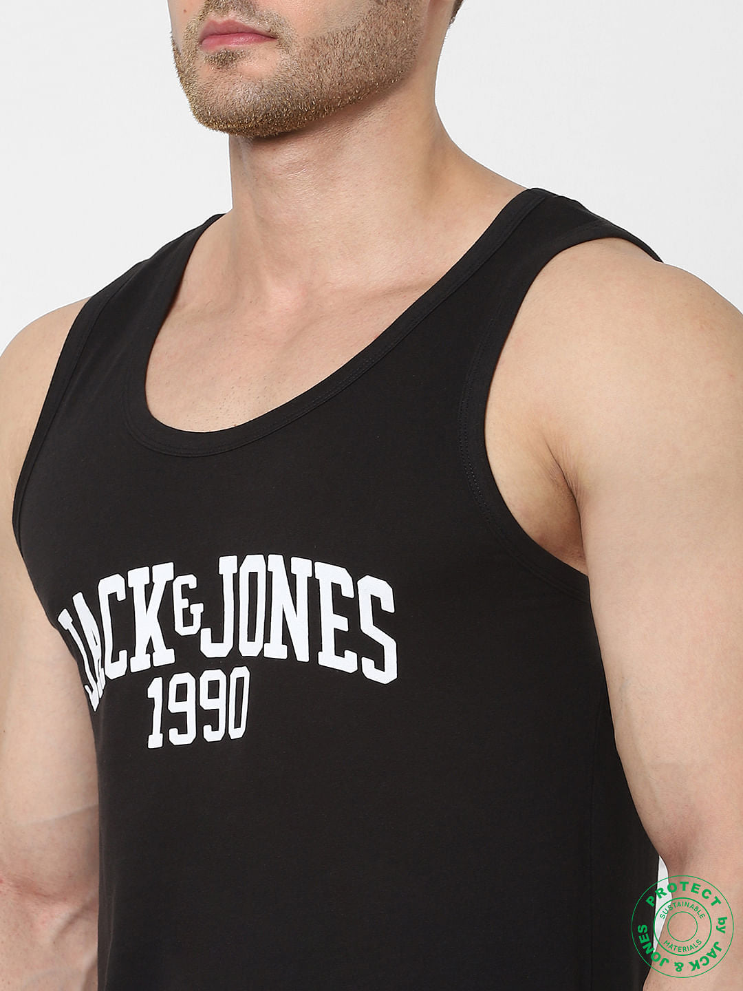 Black Logo Print Vest