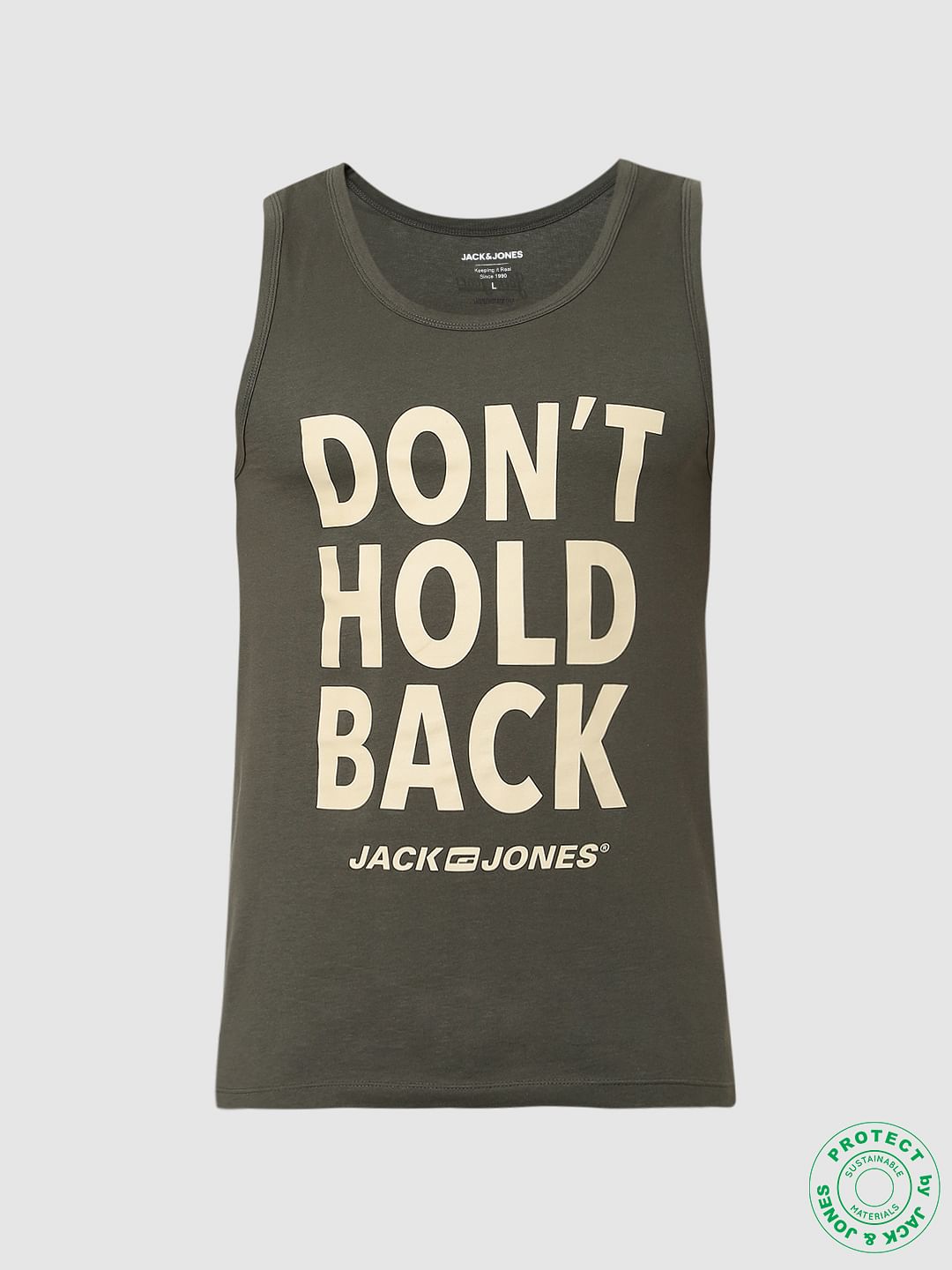 Green Slogan Print Vest