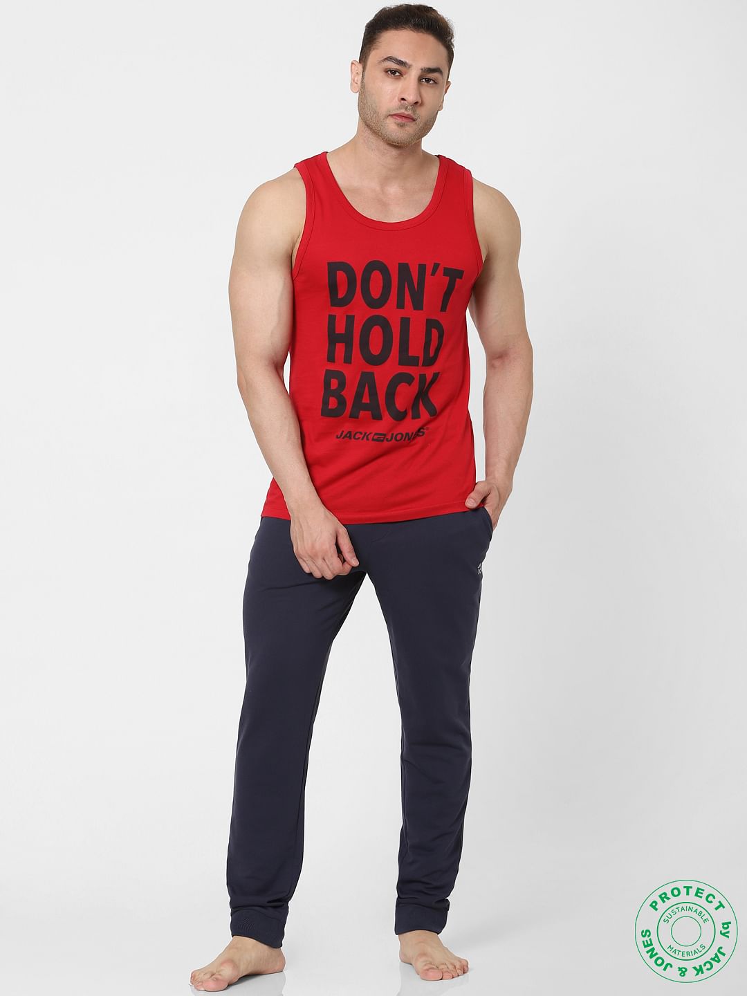 Red Slogan Print Vest - S