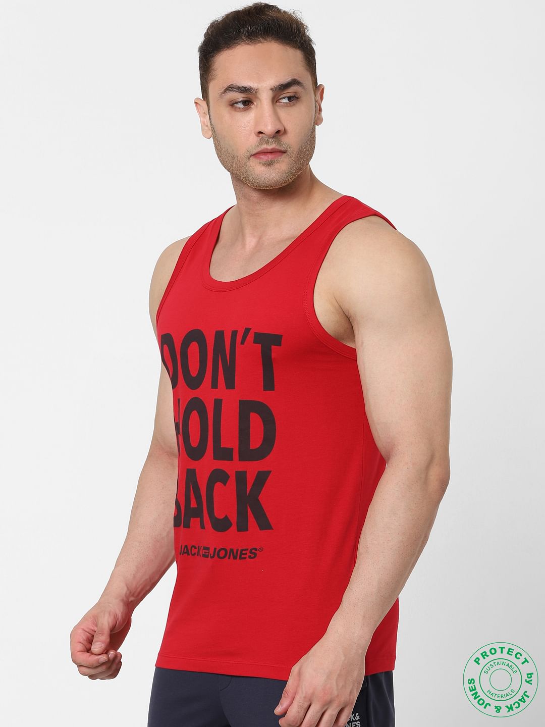 Red Slogan Print Vest