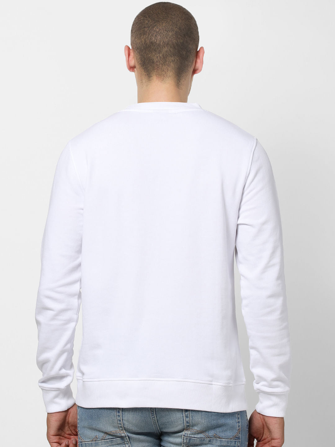 White Contrast Pocket Sweatshirt