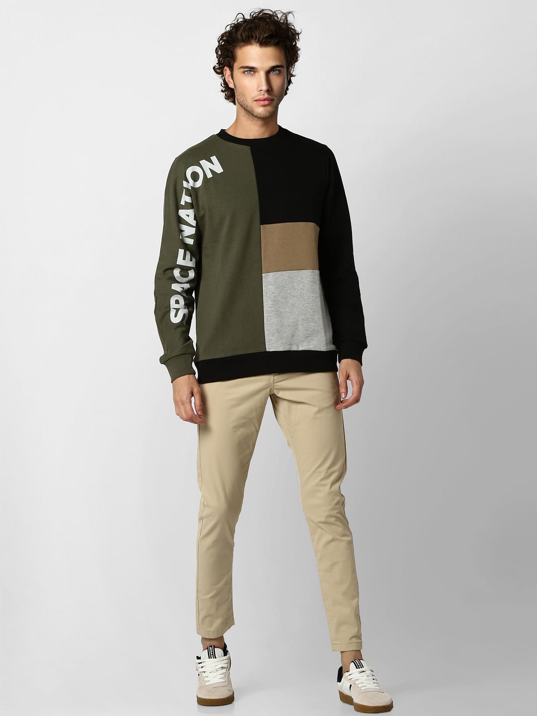 Black Colourblocked Sweatshirt - S