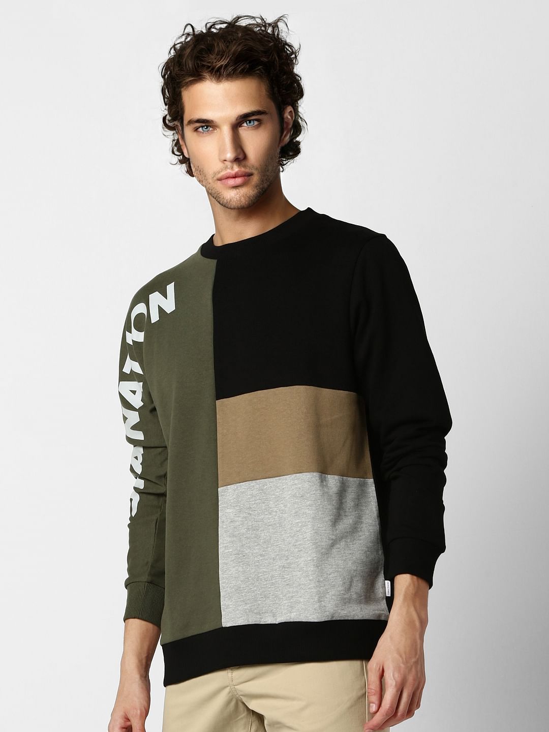 Black Colourblocked Sweatshirt