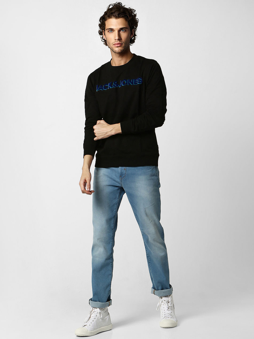 Black Embroidered Logo Print Sweatshirt - S