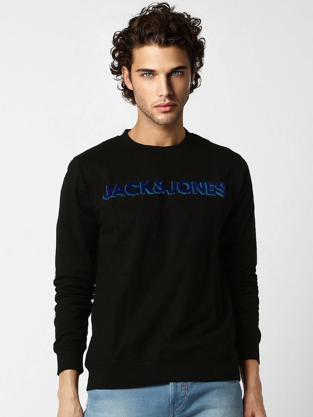 Black Embroidered Logo Print Sweatshirt