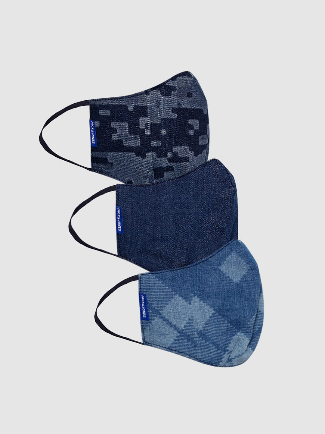 Pack of 3 Self-Design Ligthweight Denim 3PLY Mask - ONE