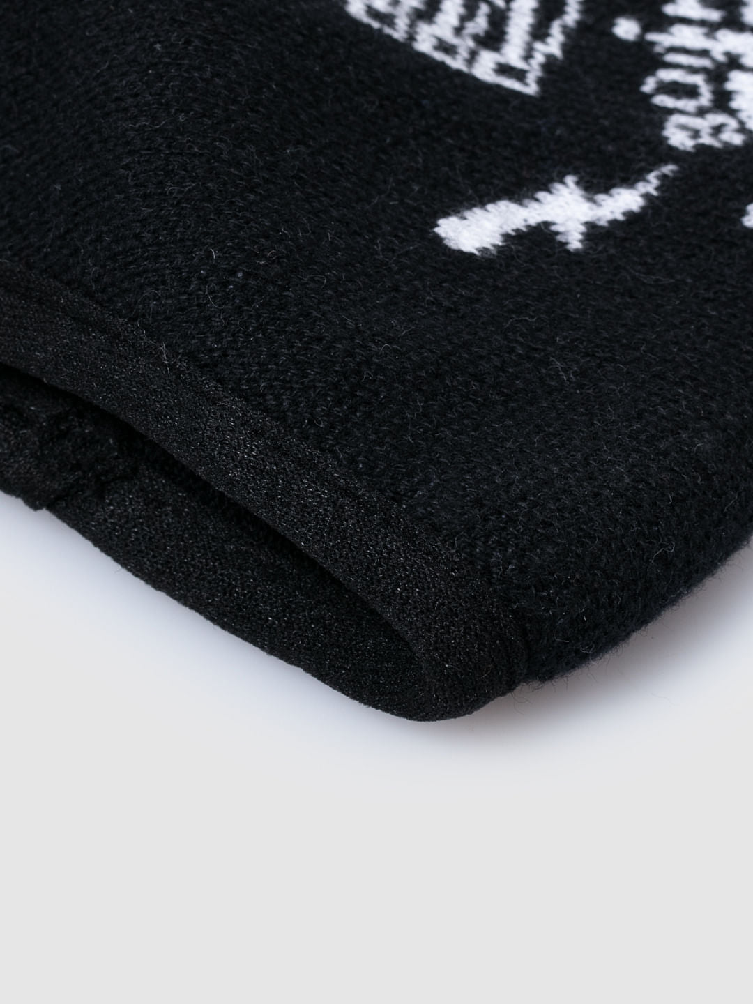 Black Typographic Print Knit 3PLY Mask