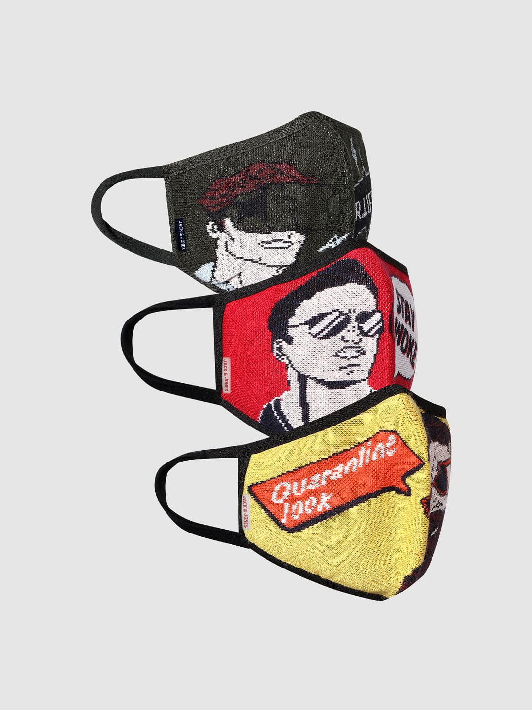 Pack of 3 Graphic Print Knit 3PLY Mask - ONE