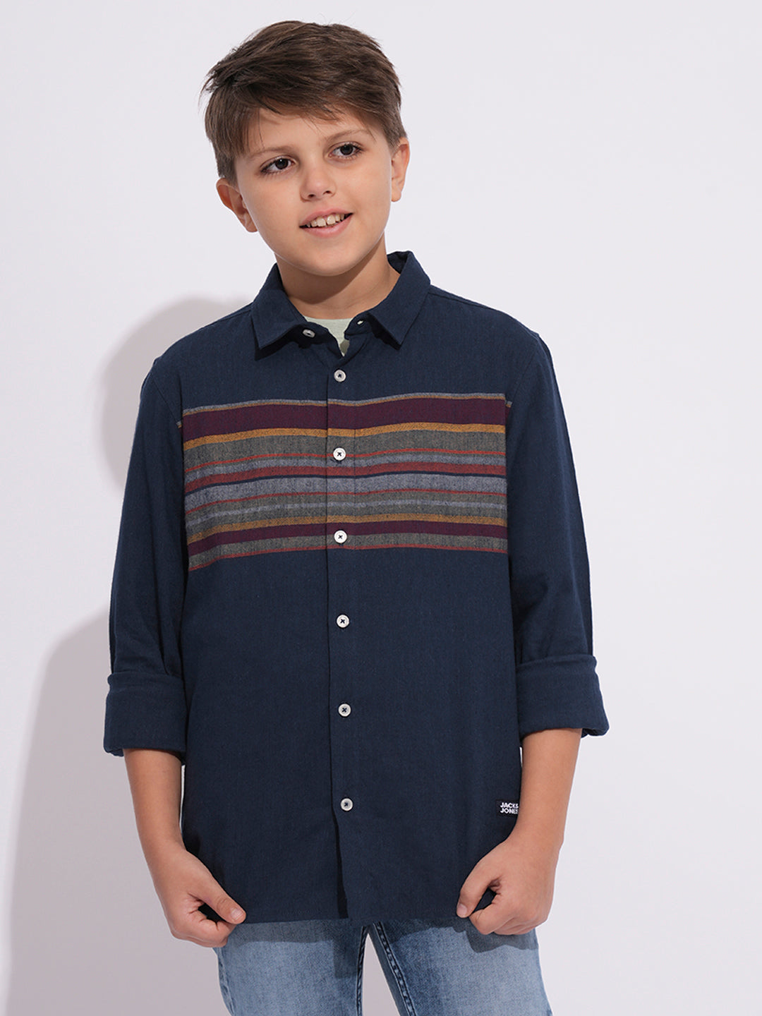 Boys Navy Blue Full Sleeves Shirt