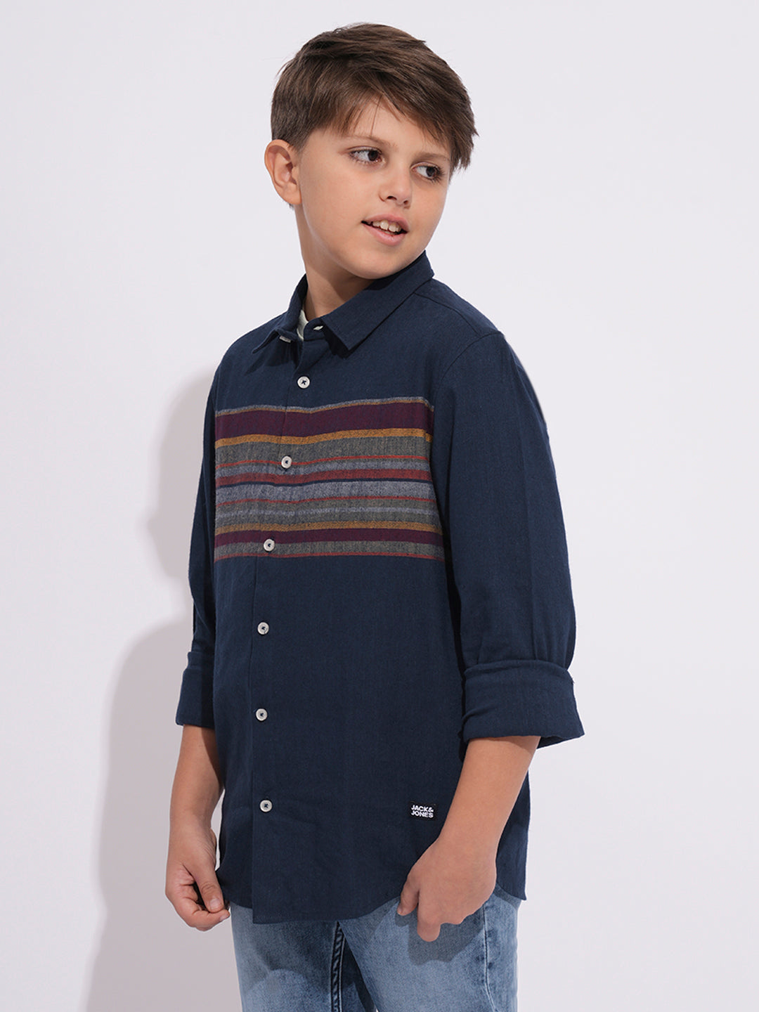 Boys Navy Blue Full Sleeves Shirt