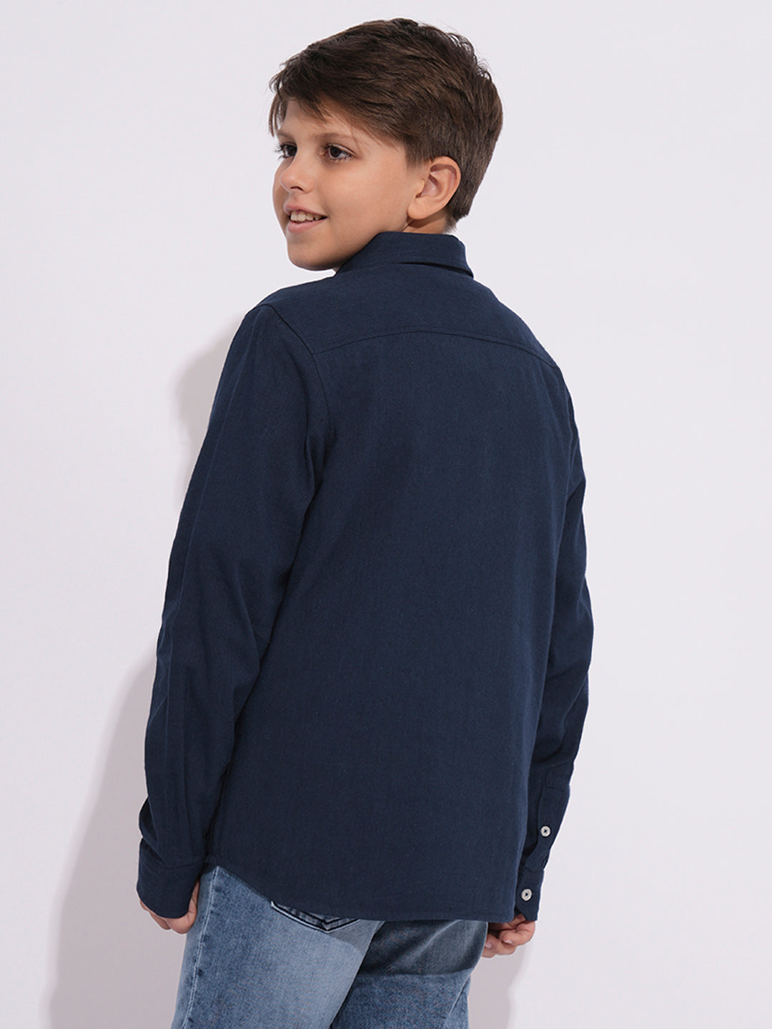 Boys Navy Blue Full Sleeves Shirt
