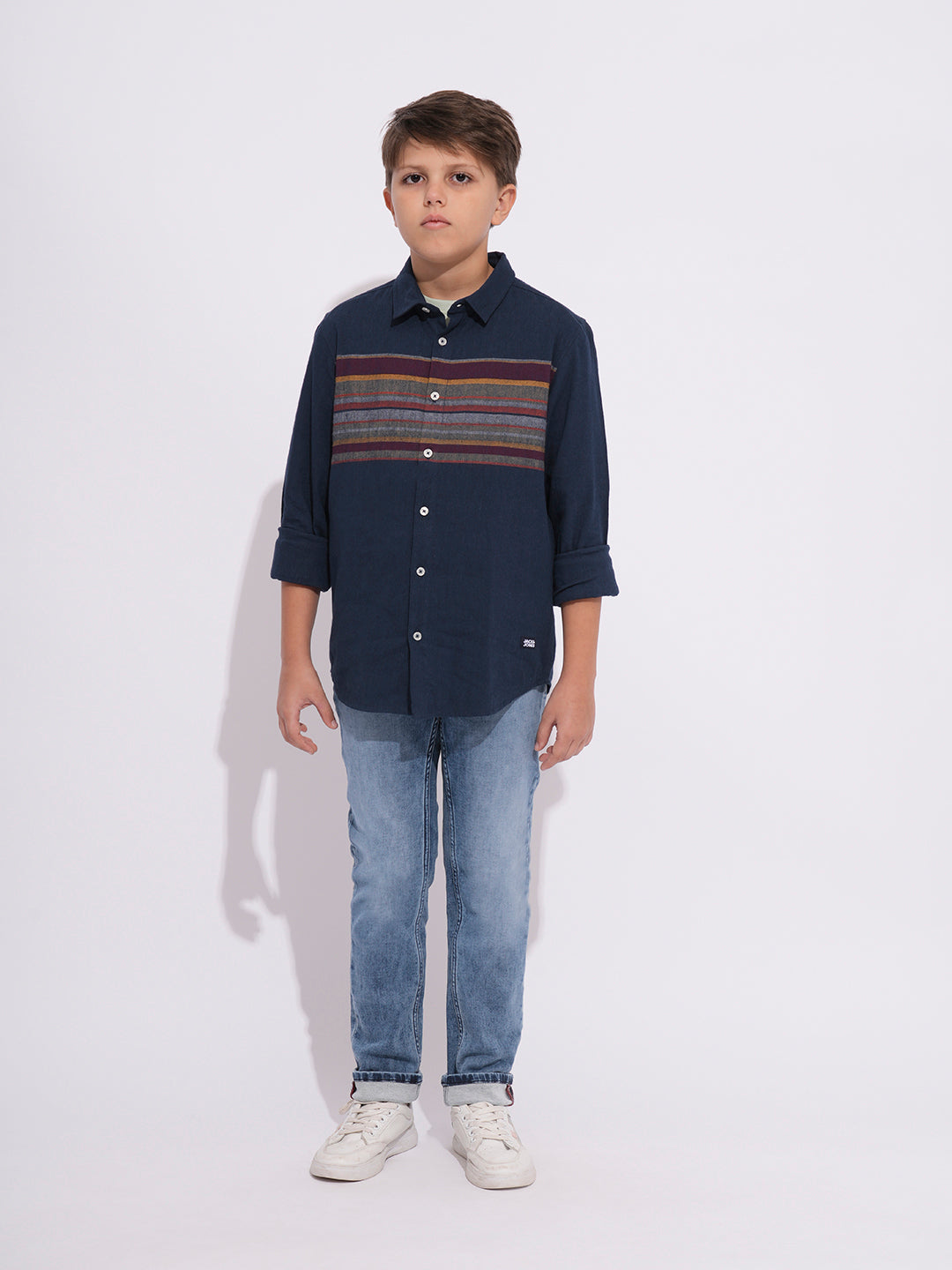 Boys Navy Blue Full Sleeves Shirt