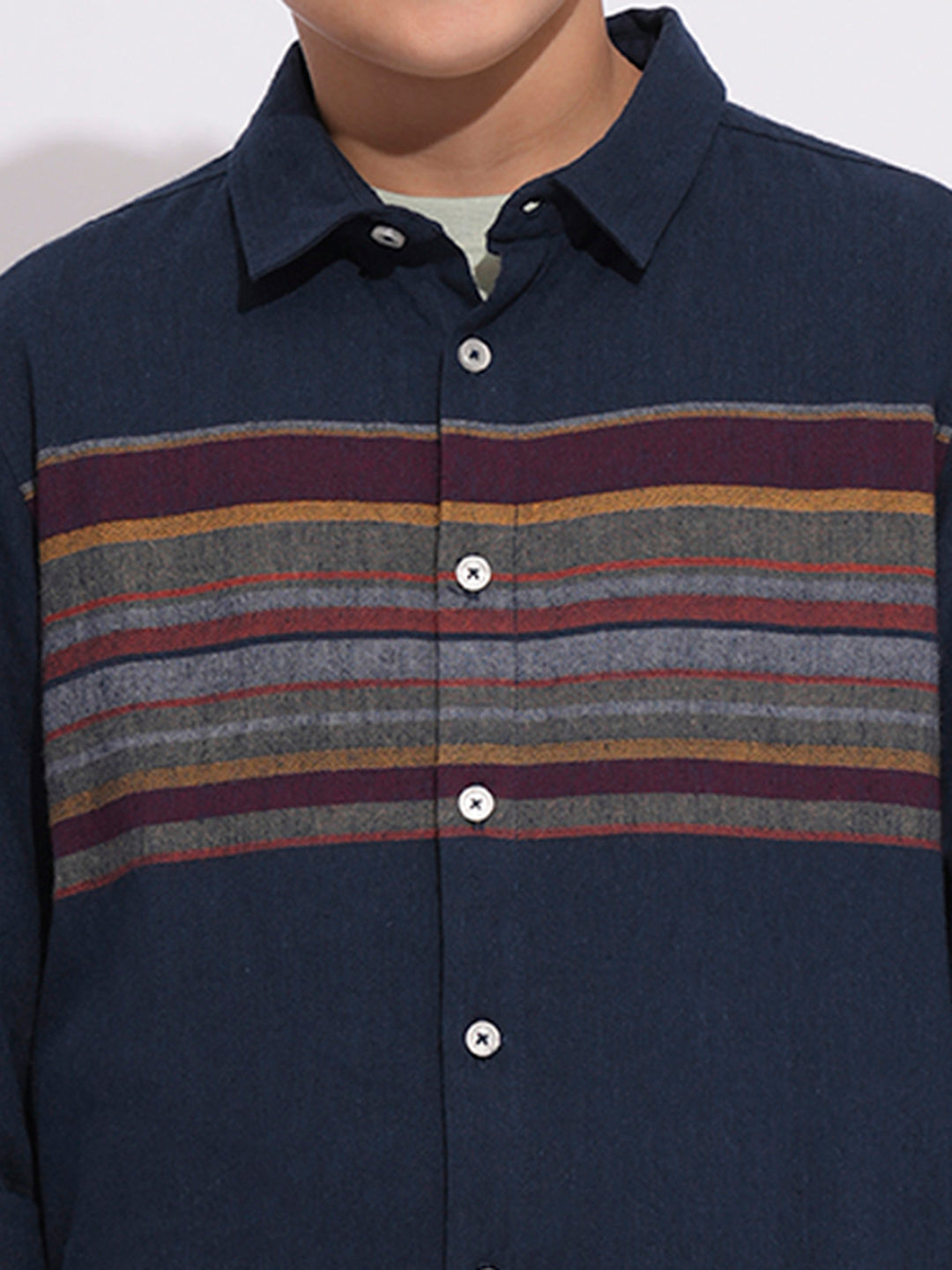 Boys Navy Blue Full Sleeves Shirt