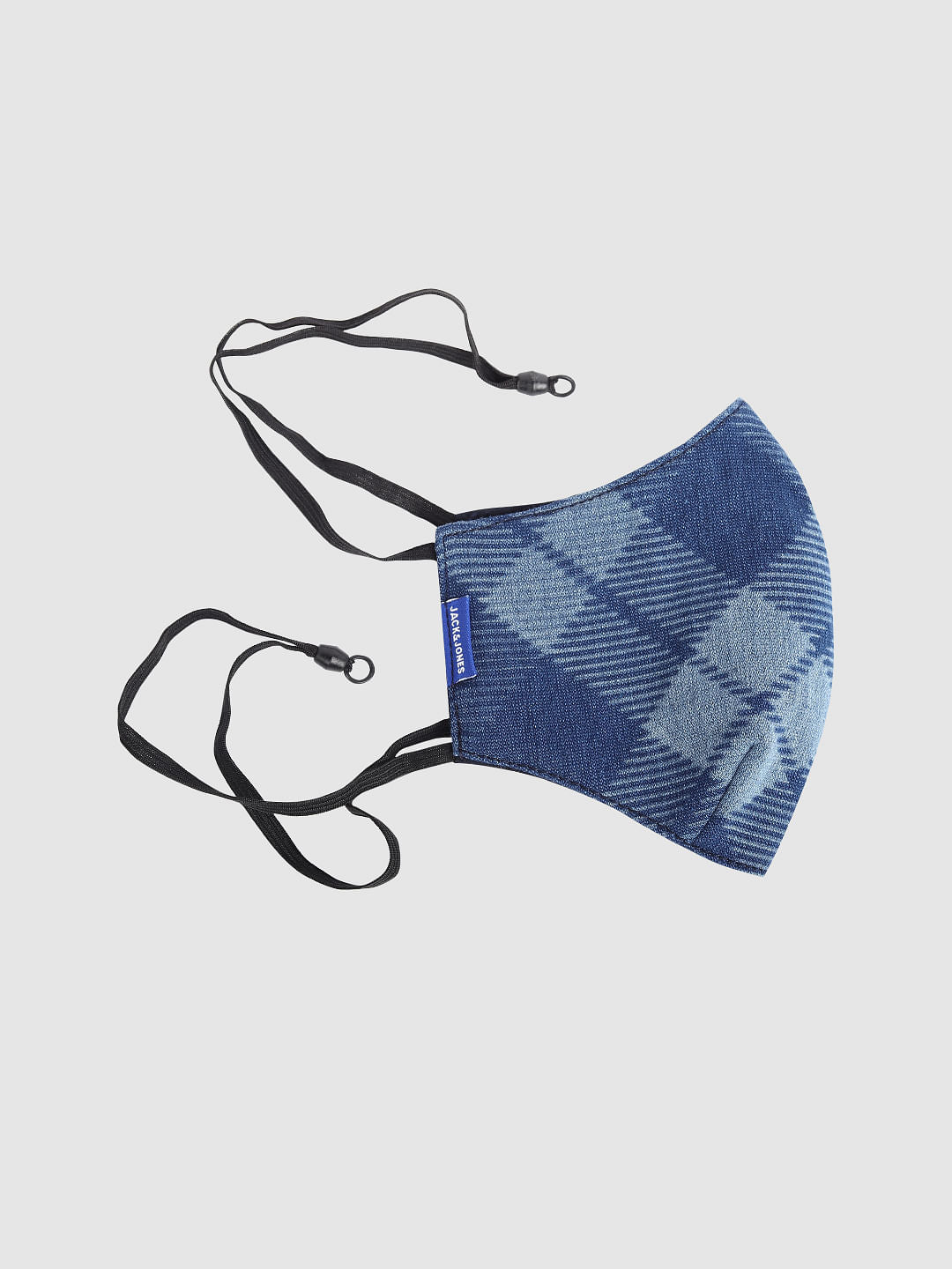 Blue 3PLY Around the Head Loops Mask - Check Print - ONE