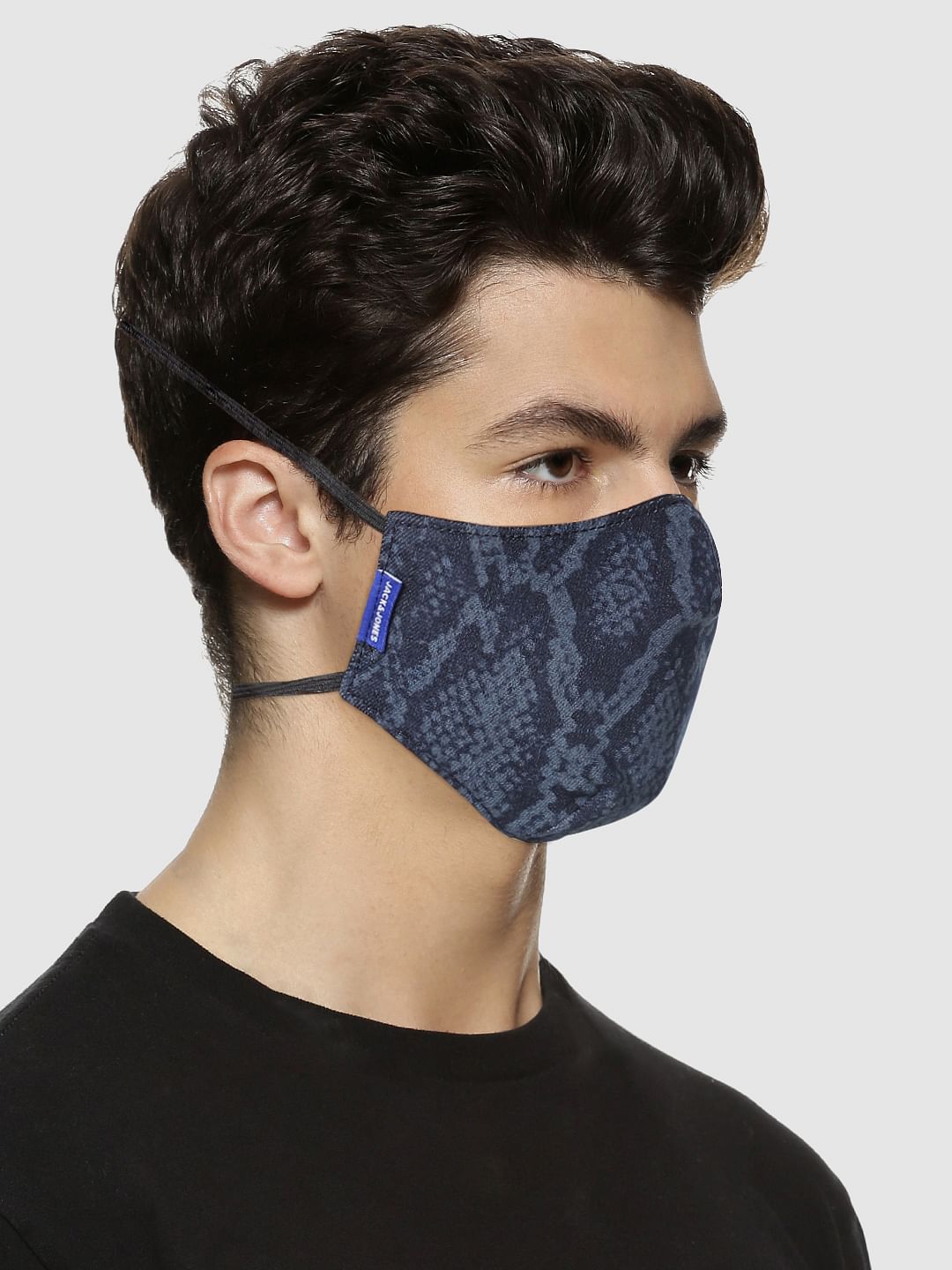 Blue 3PLY Around the Head Loops Mask - Animal Print