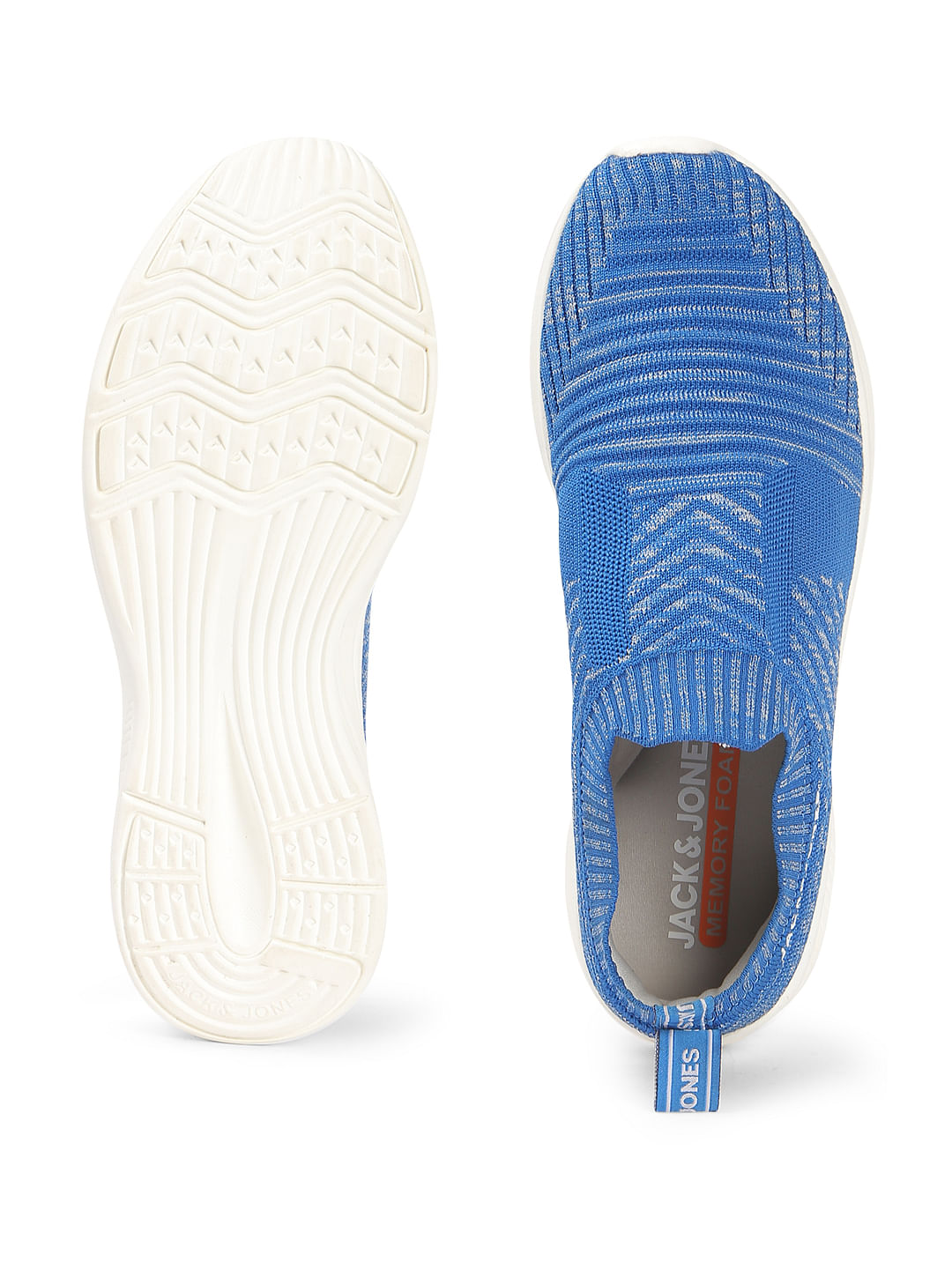Blue Knit Slip Ons
