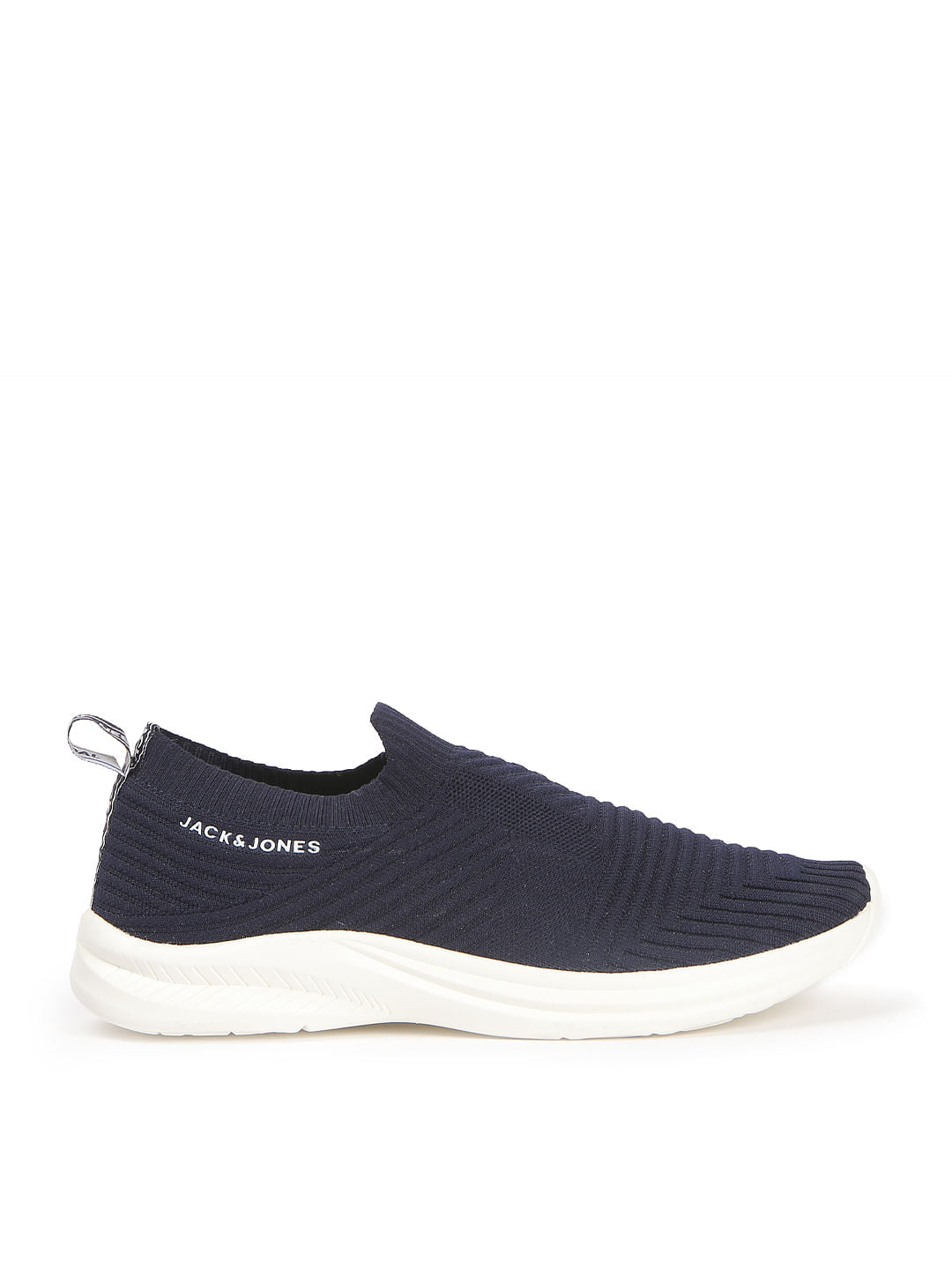 Navy Blue Knit Slip Ons
