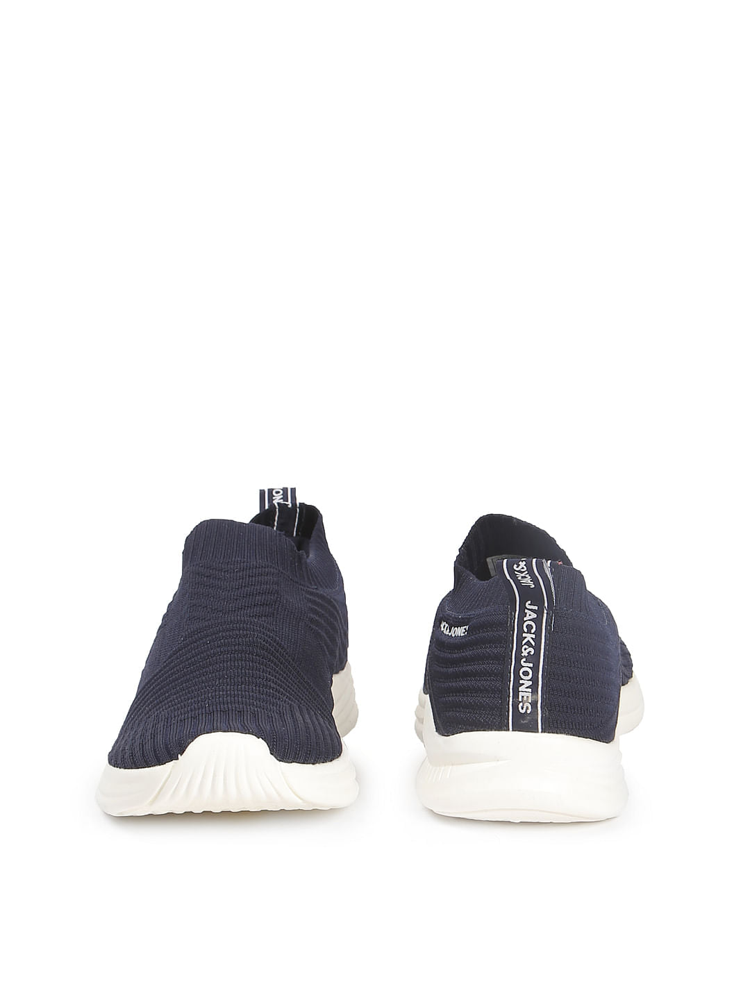 Navy Blue Knit Slip Ons