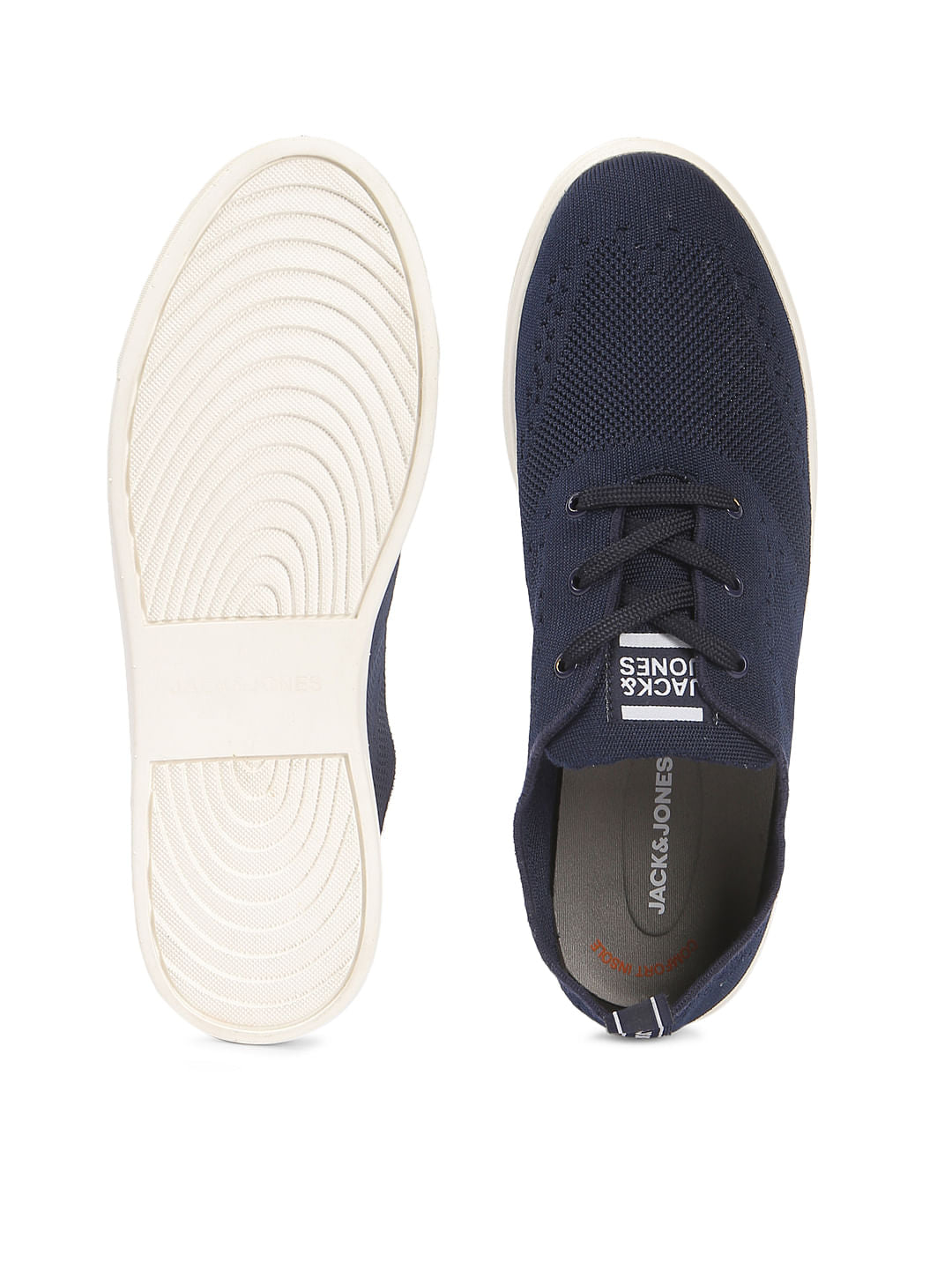 Blue Knit Lace Up Sneakers