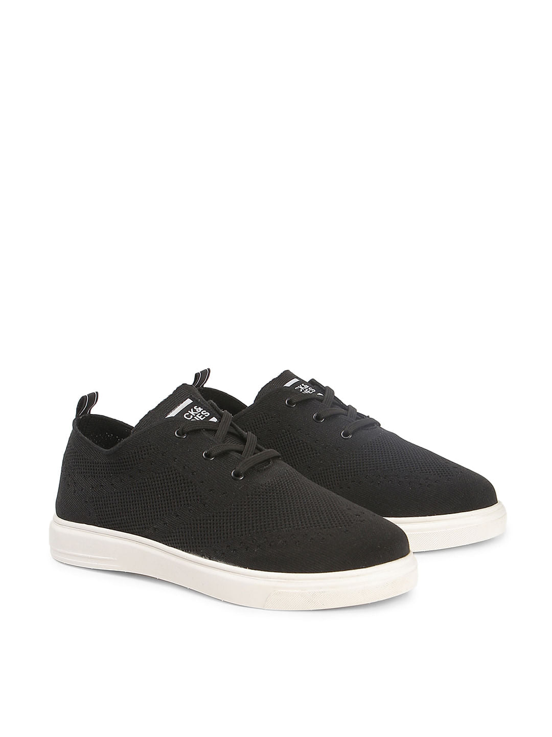 Black Knit Lace Up Sneakers - 6