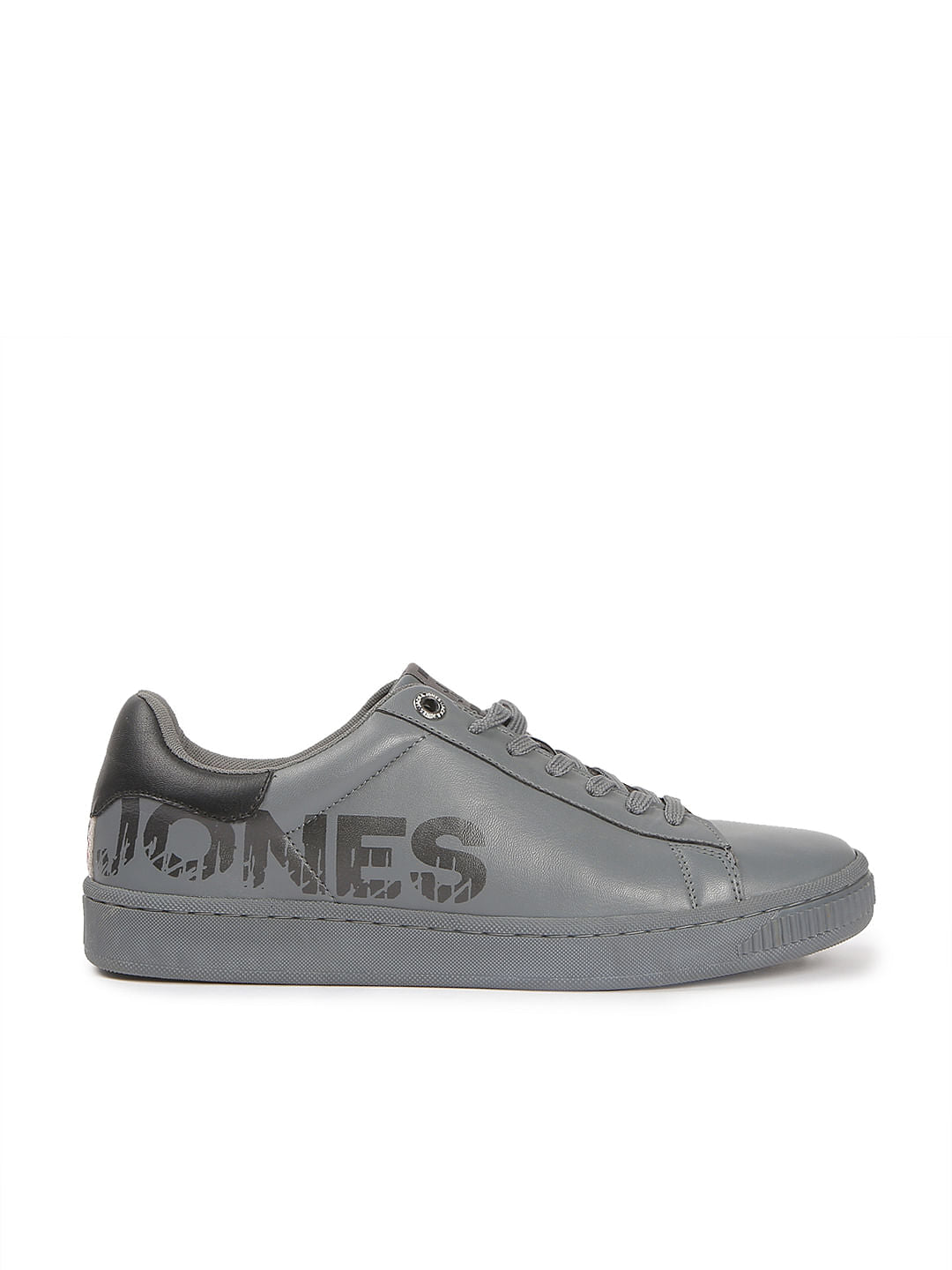 Grey Logo Print PU Sneakers