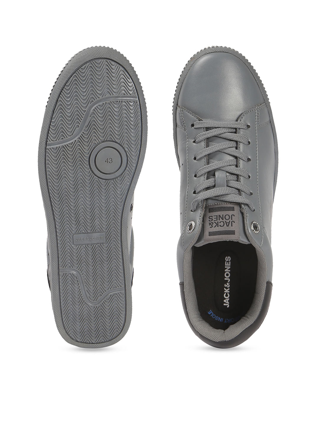 Grey Logo Print PU Sneakers