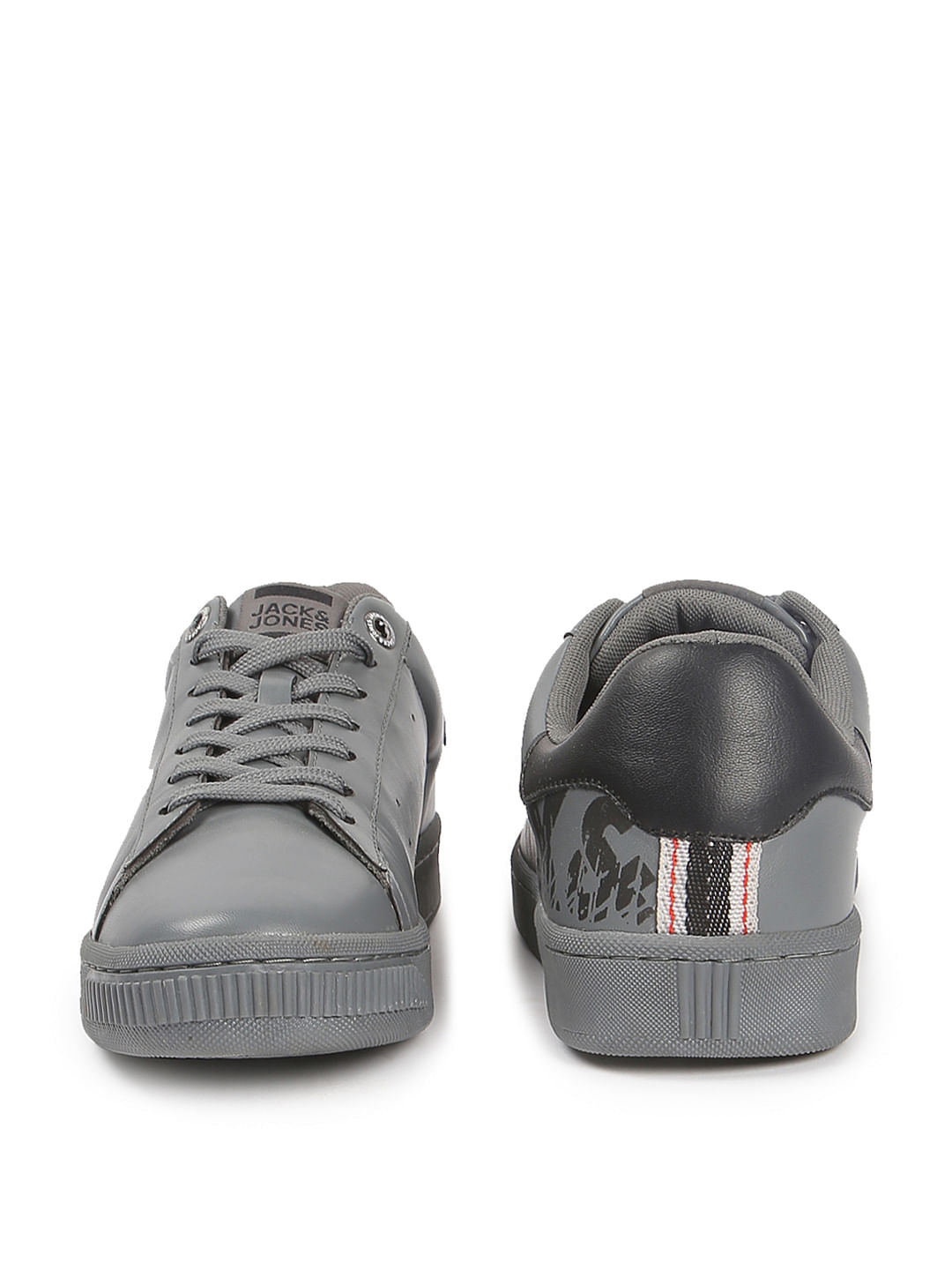 Grey Logo Print PU Sneakers