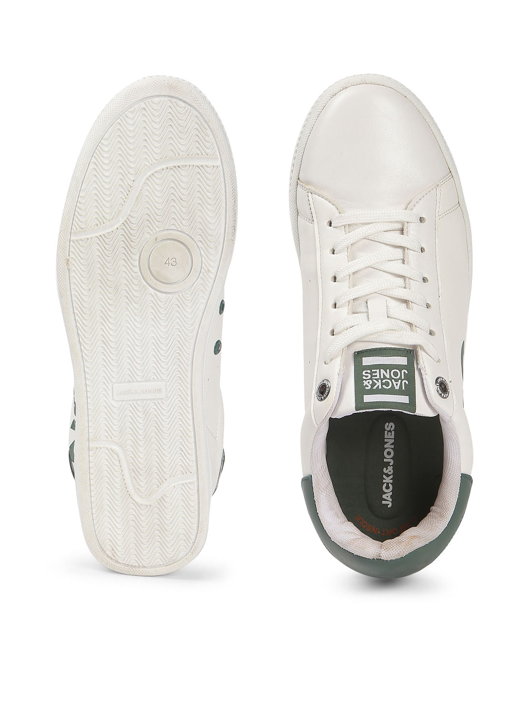 White Logo Print PU Sneakers