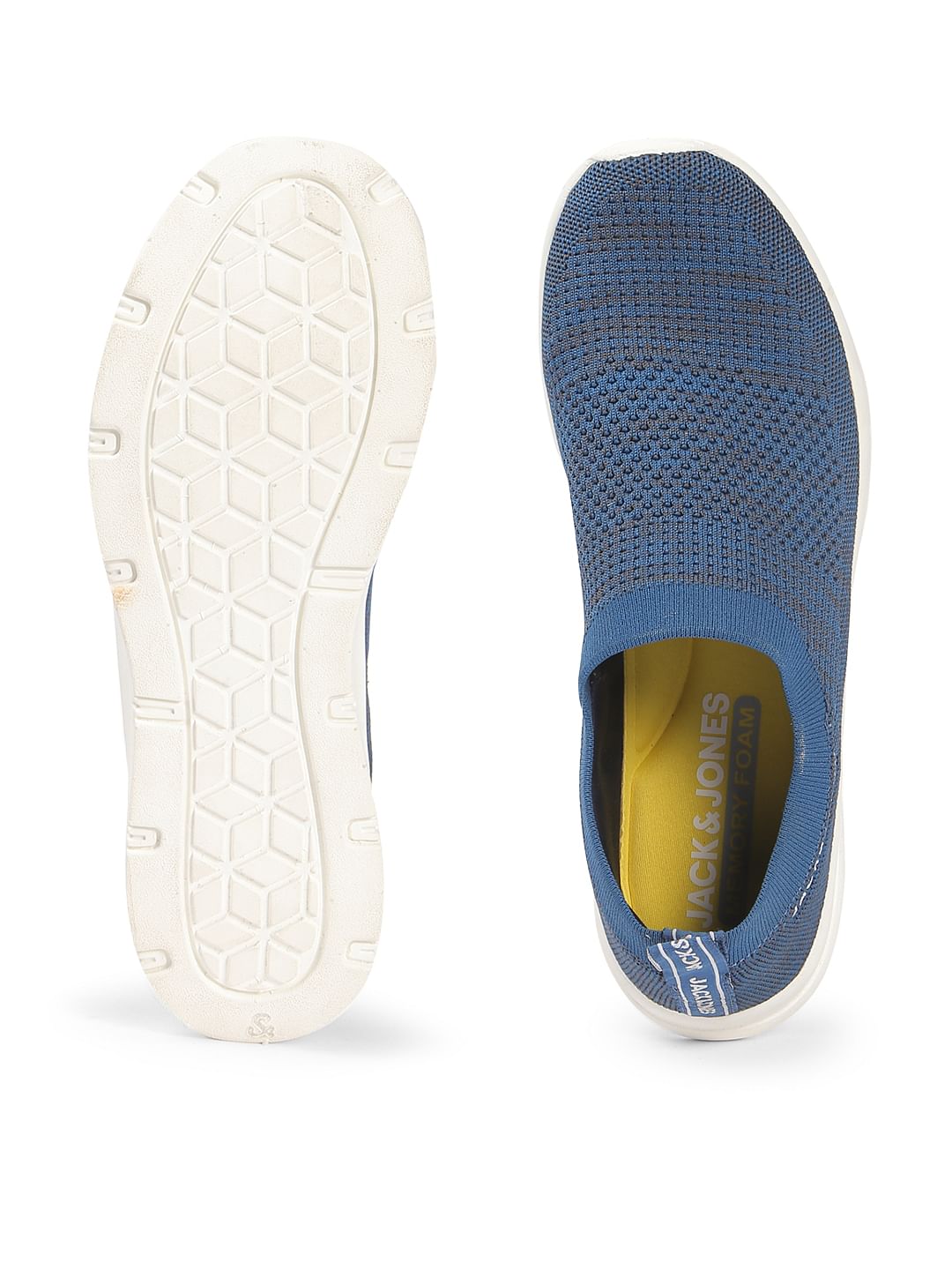Blue Knit Slip On Sneakers