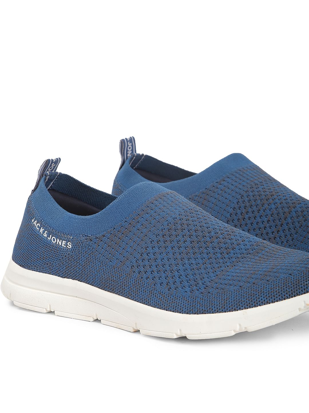 Blue Knit Slip On Sneakers