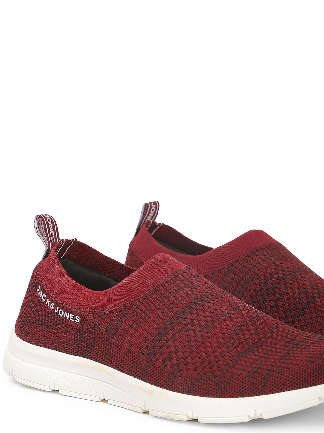 Red Knit Slip On Sneakers