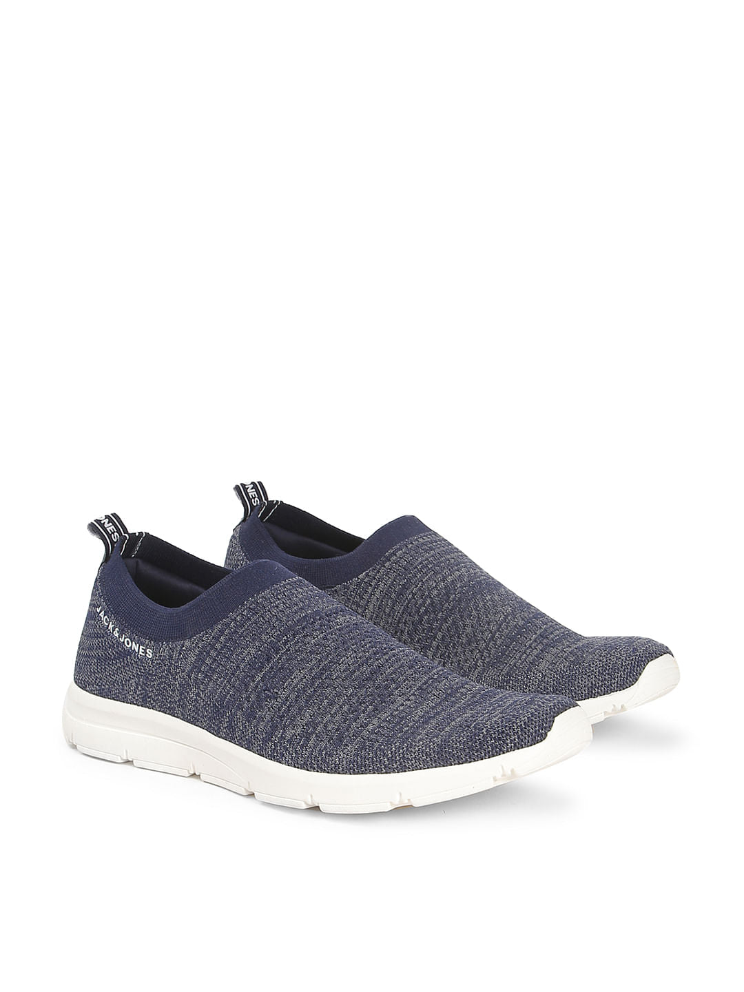 Navy Blue Knit Slip Ons - 6