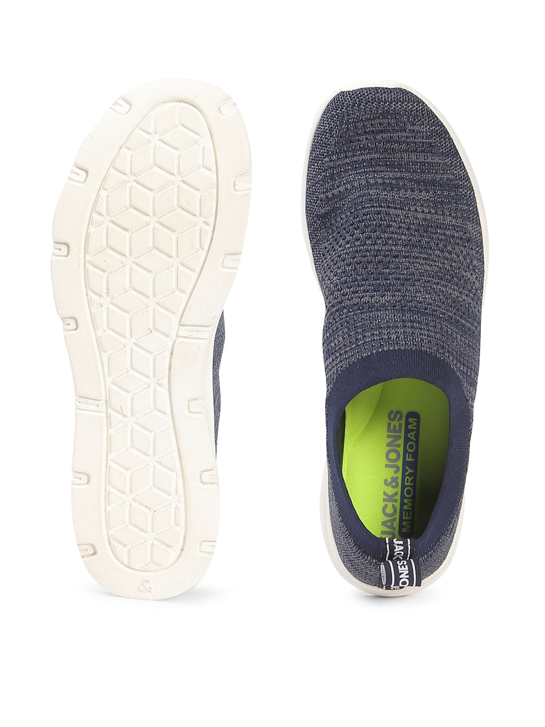 Navy Blue Knit Slip Ons