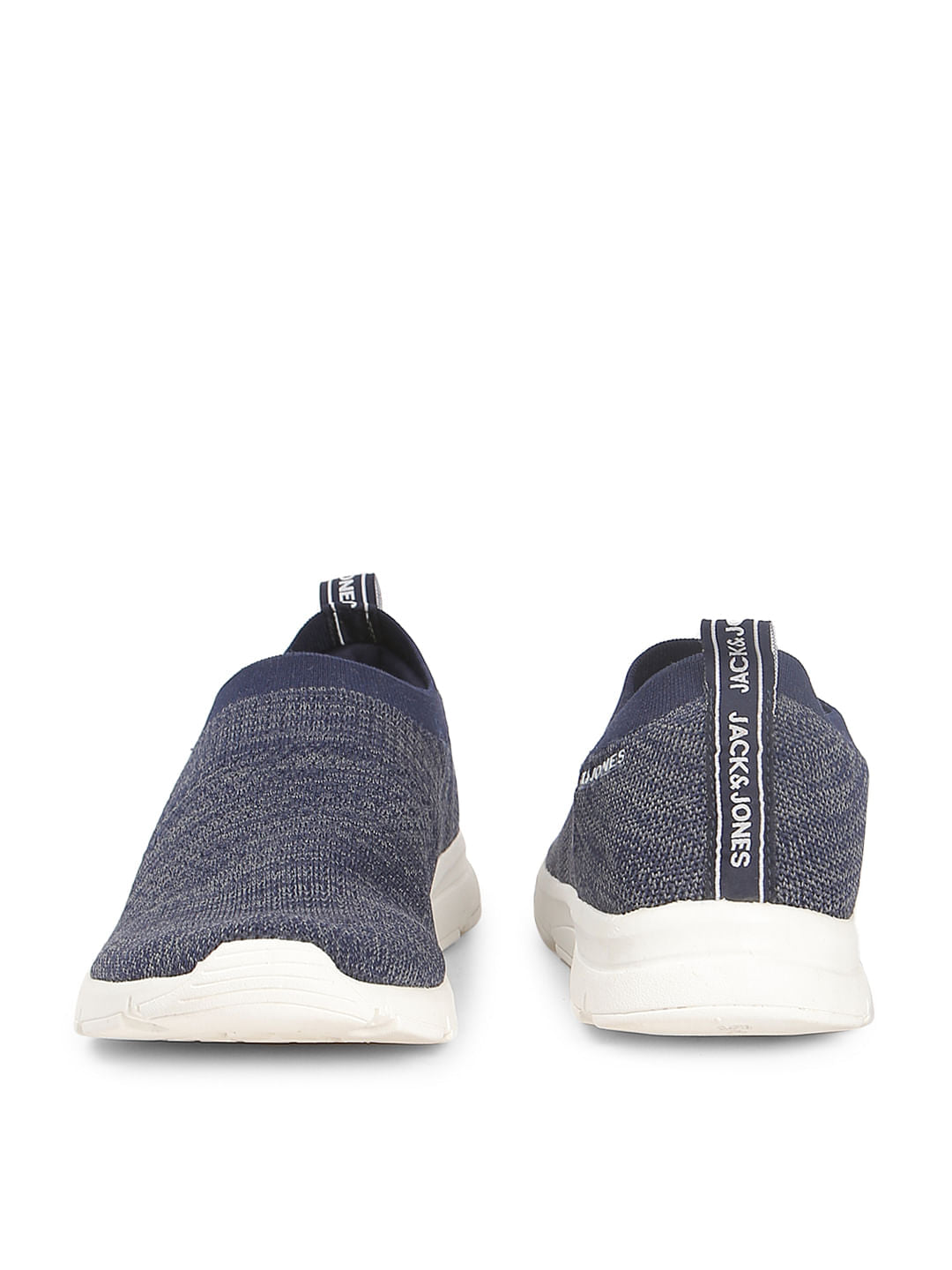 Navy Blue Knit Slip Ons