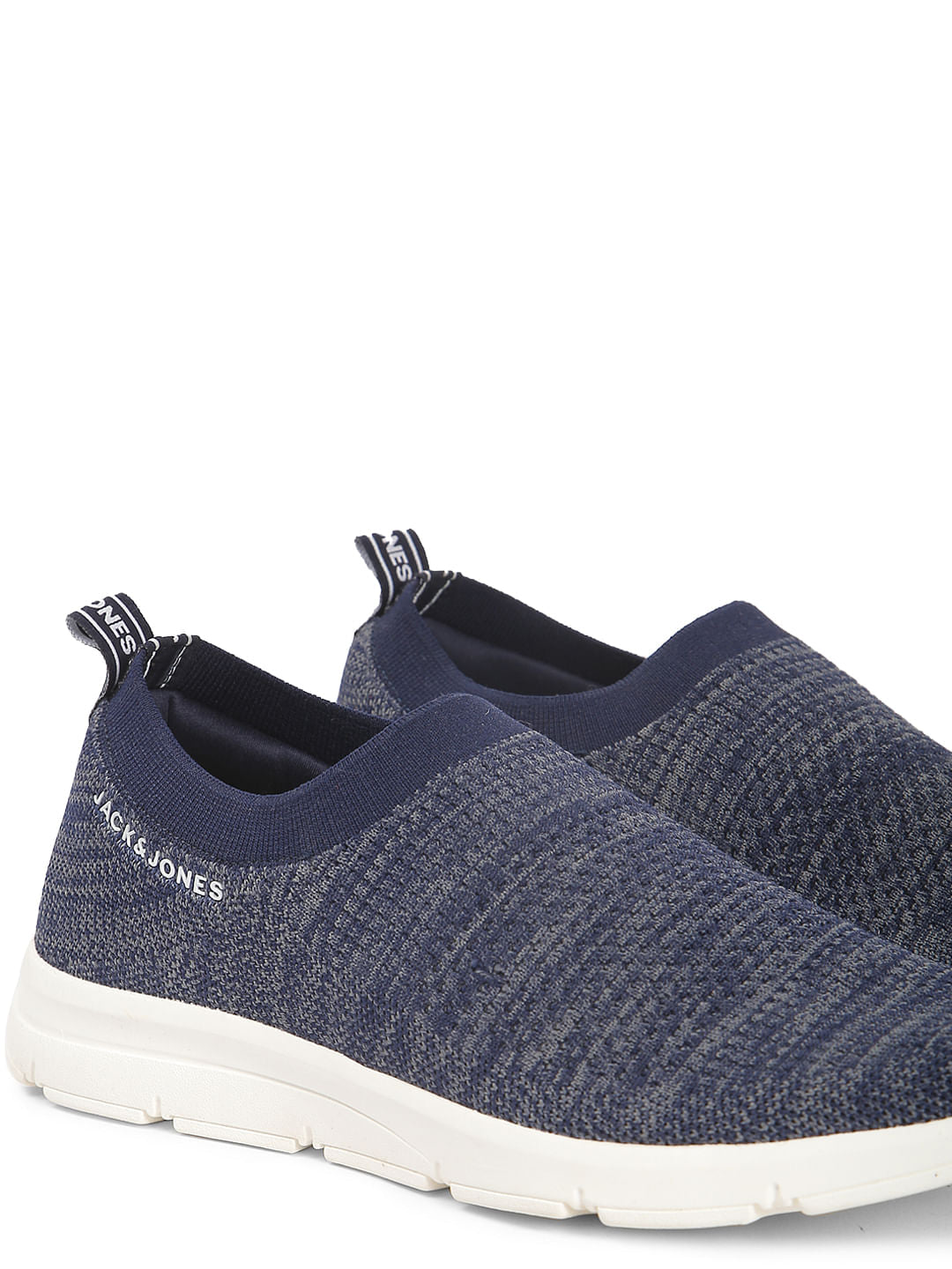 Navy Blue Knit Slip Ons