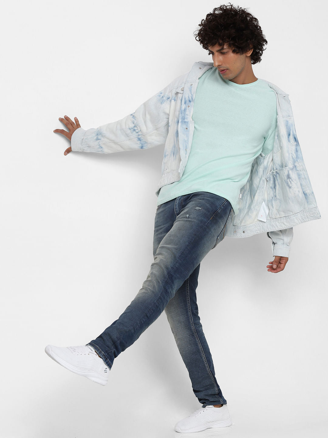 Blue Full Sleeves Crew Neck T-shirt - S