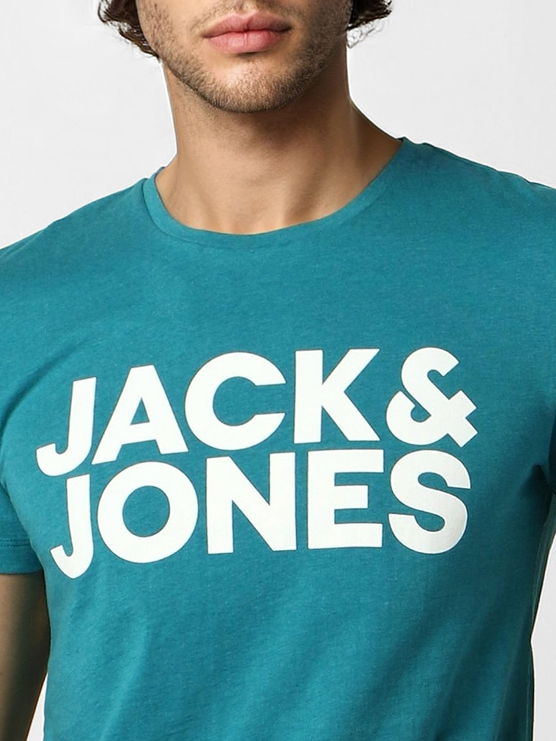Blue Logo Print Crew Neck T-shirt