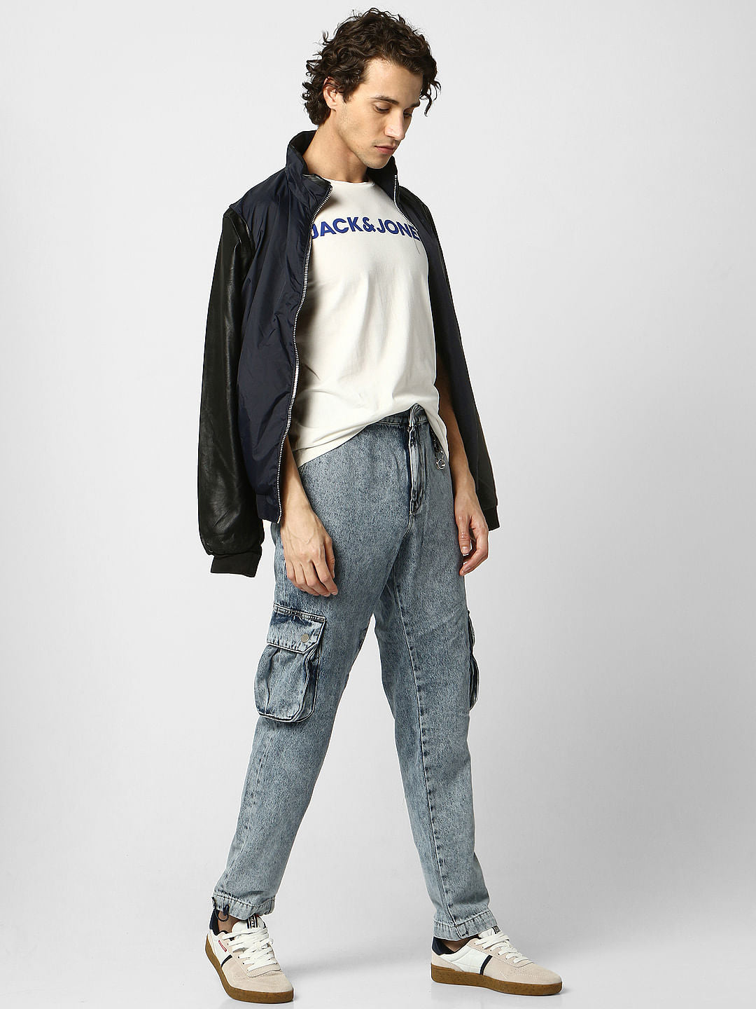 White Logo Print Crew Neck T-shirt - S