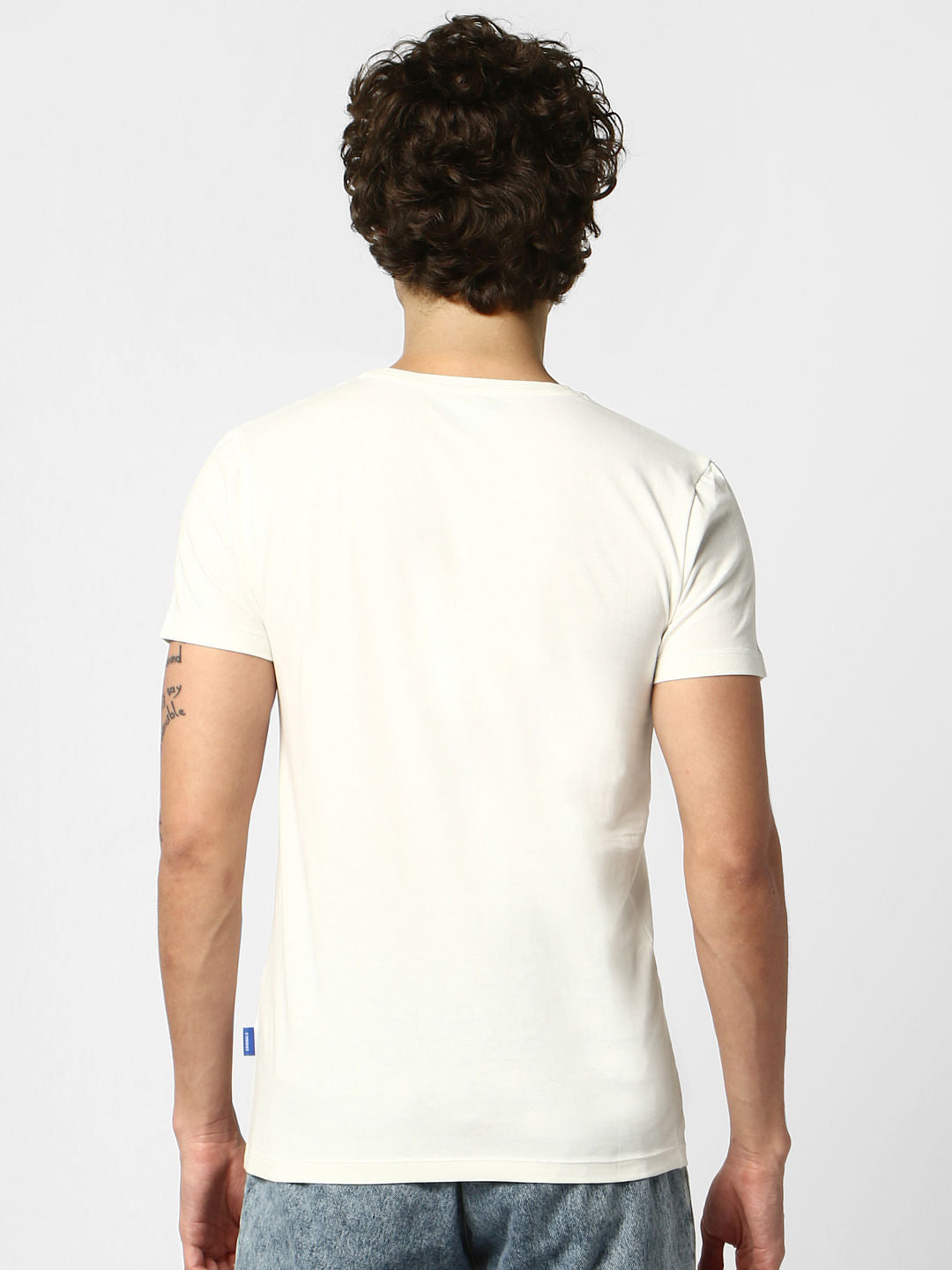 White Logo Print Crew Neck T-shirt