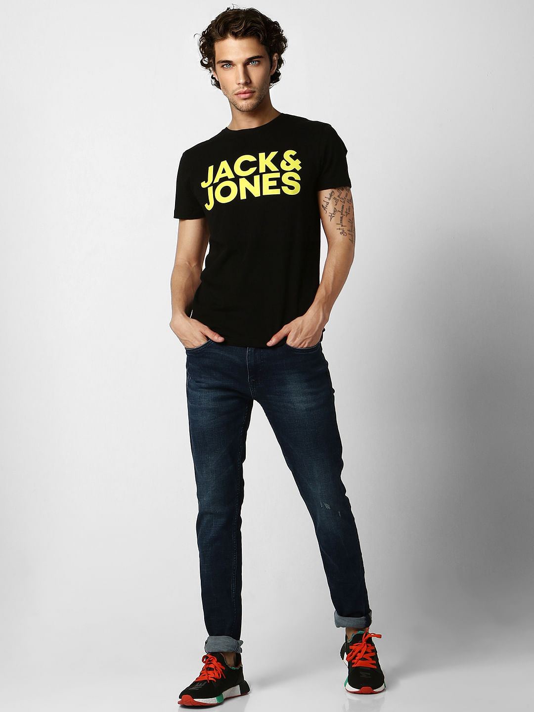 Black Logo Print Crew Neck T-shirt