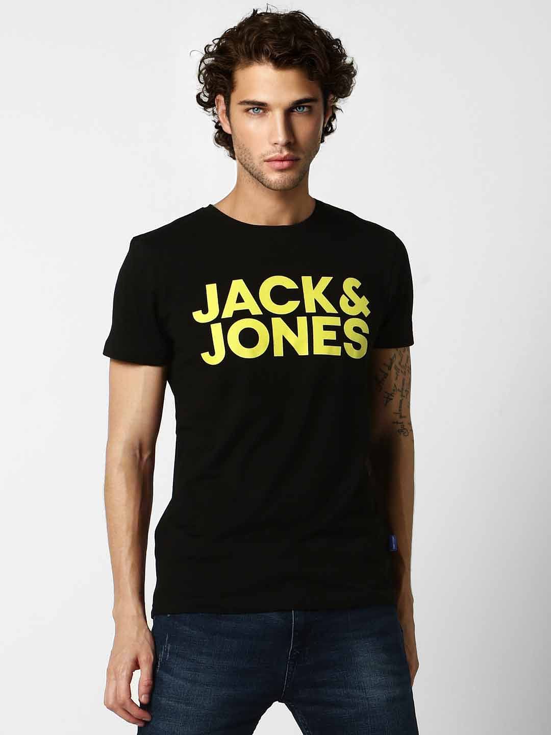 Black Logo Print Crew Neck T-shirt