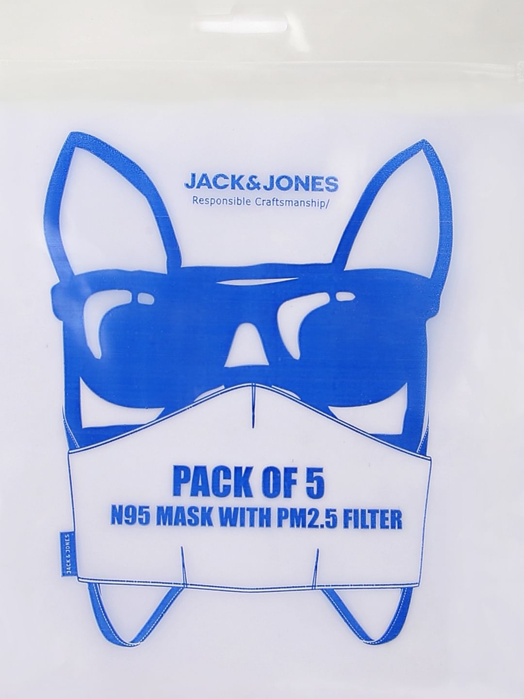 Pack of 5 White Logo Print N95 Mask with PM2.5 Filter