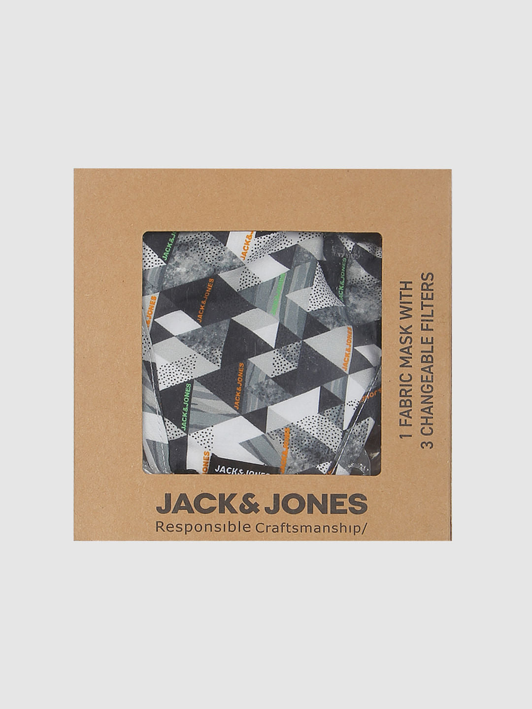 Grey Abstract Print Mask with 3 Changeable PM 2.5 Filter